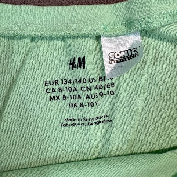 Sonic the Hedgehog H&M Girls Size 8-10 Mint Green Graphic T-shirt (SKU: 109G) - Picture 3 of 4